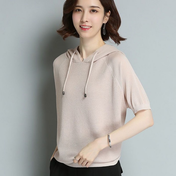 중년 여성 반팔 후드 티셔츠 여름 중년 엄마 얇은 맨투맨 루즈핏 후드티 패션 아이스 반팔 상의 오버핏 후드 셔츠 LJX 중년 여성 반팔 후드 티셔츠 여름 중년 엄마 얇은 맨투맨 루즈핏 후드티 패션 아이스 반팔 상의 오버핏 후드 셔츠 LJX