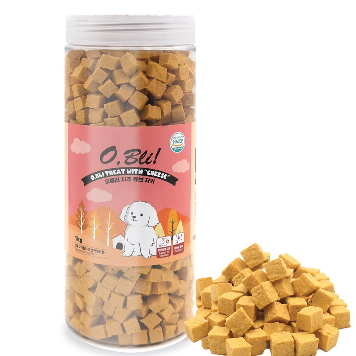 오블리 큐브 져키 1kg 대용량 4종 강아지 영양 간식, 1개, 1kg, 오블리 치즈 큐브져키