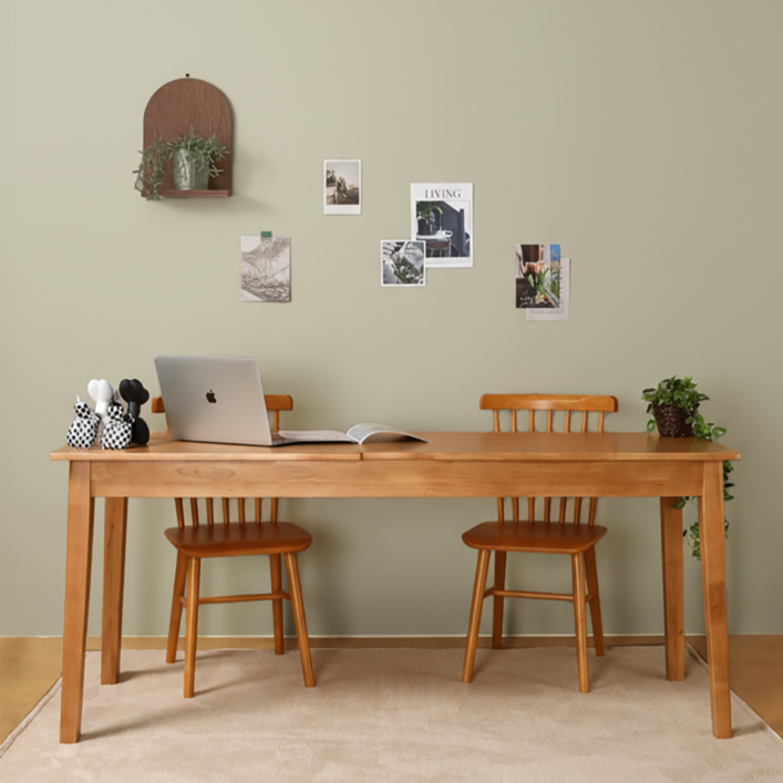 엄마가구 플레인 고무나무 원목 책상 1000 1200 1500 1800