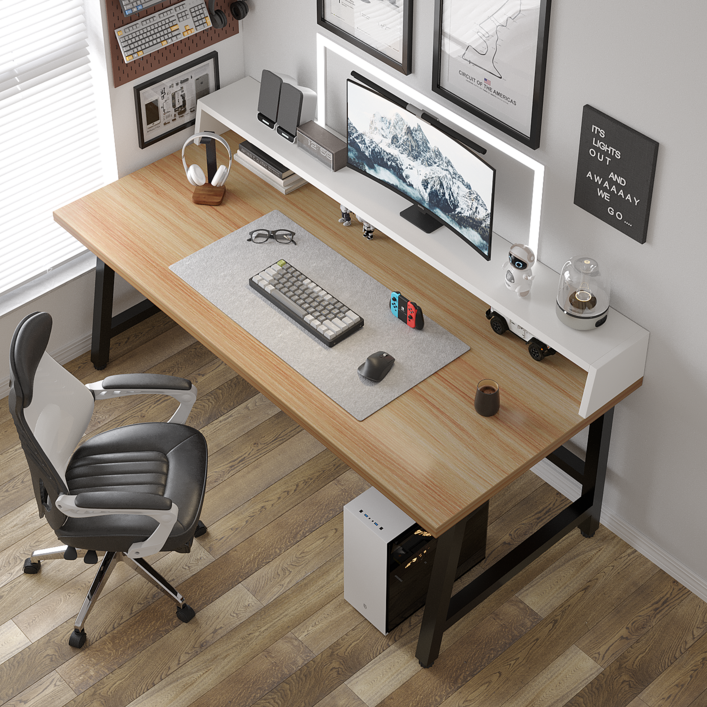 Sonipure 컴퓨터 책상 사무용 책상 수납 선반 책상 학생 책상, 나뭇결