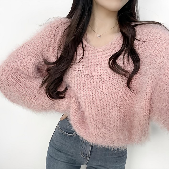 최강 여리핏털빠짐X폭신폭신 앙고라 브이넥 페페 니트