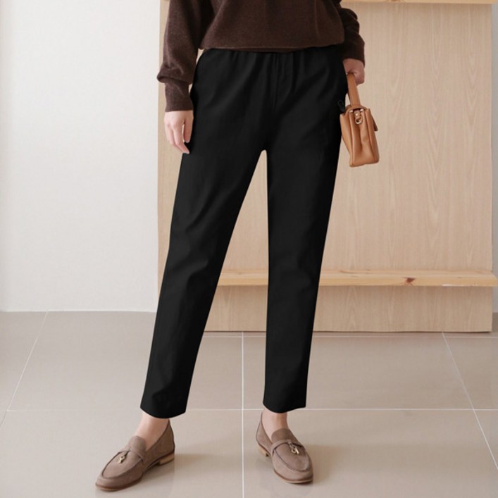 마이쏭 여성 봄신상 스판 편한바지 앙증쥐돌이자수배기팬츠