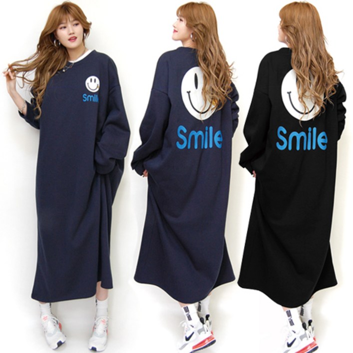 통통마녀  메롱 스마일 롱 원피스 3칼라  99까지 착용  기모 포함 판매