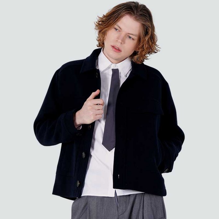 [커스텀어스] 남자 울이브직 빅후다 크롭자켓 CXS25WWJKA01 NAV