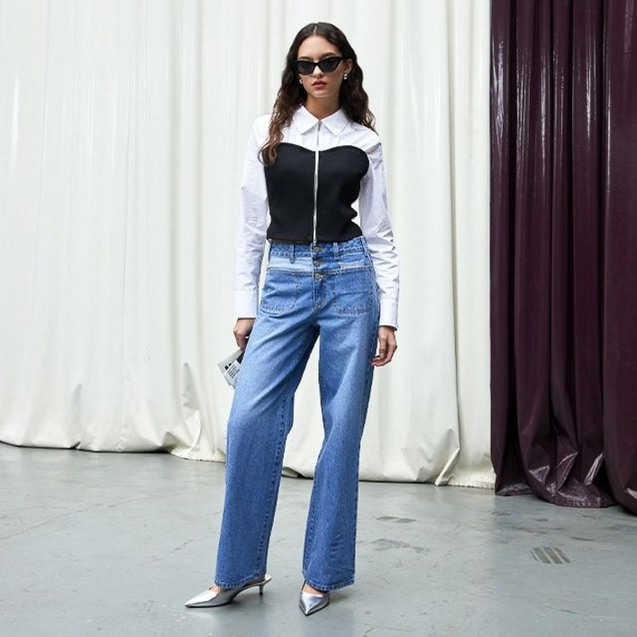 포켓 포인트 와이드 데님팬츠ER2DP861