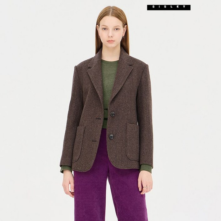 시슬리 워스티스 헤링본 싱글 자켓 SAJKC1561