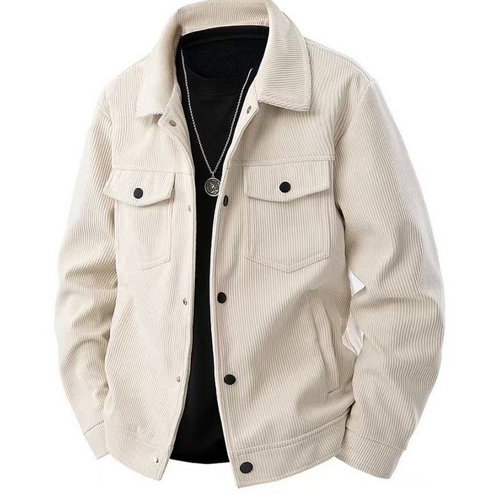 면 재킷 남성 빈티지룩 캐주얼 카고 코트 신상 가을 패션 코듀로이 칼라 톱