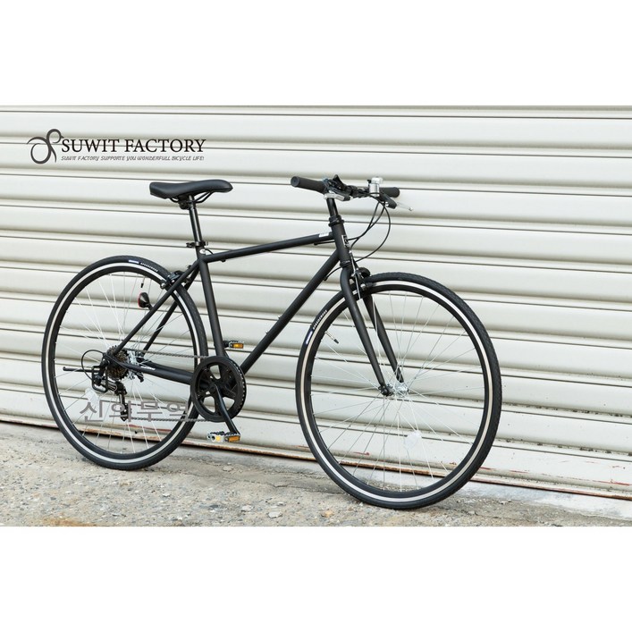 SUWIT 700C 일본 자전거,바이크 스포츠 700C 하이브리드 자전거 경량 로드 출퇴근 시마노변속 산책 입문용 국내무료배송 타이어 700 28c, 검정색+실버BLACK+SILVER, 1개, 54cm