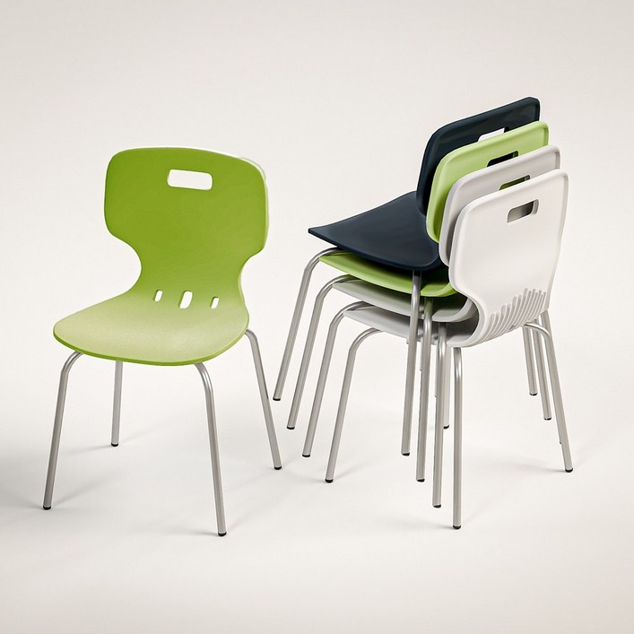 국산 애플체어 사출 플라스틱 식탁 의자 철다리 인테리어 구내식당 학원 회의실 카페 야외 강의실, 그레이