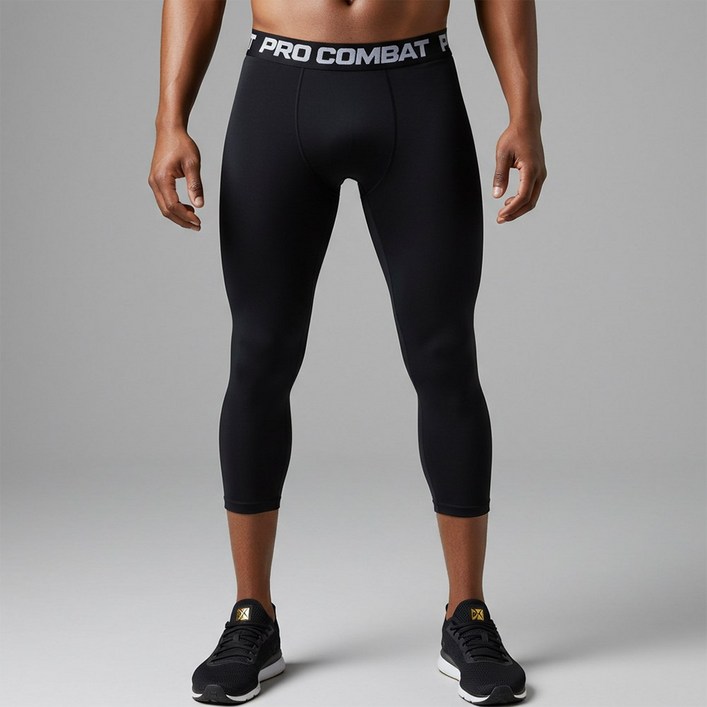 엘마운틴 남자 스포츠 레깅스 타이즈 컴프레션 언더레이어 7부 하의