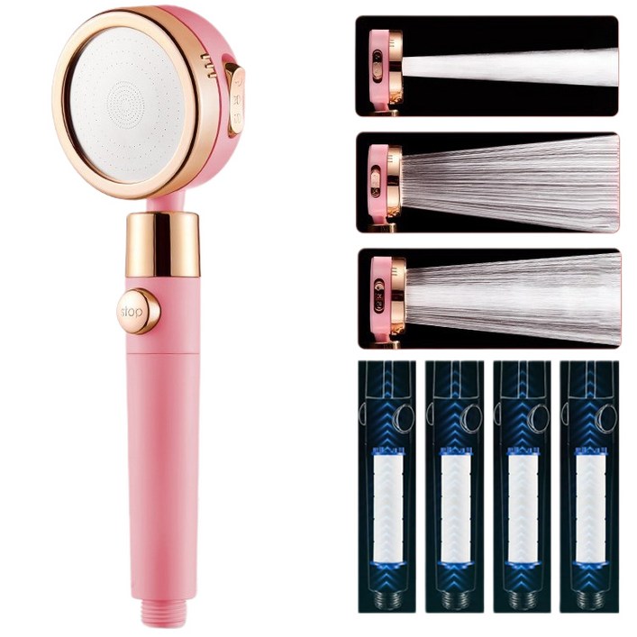 AIESCO 3단조절 수압상승 샤워기헤드 온오프 욕실 샤워헤드필터 4개입