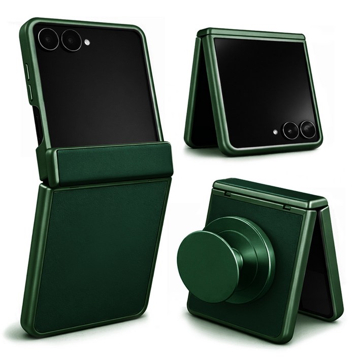 제루크 갤럭시 호환 Z플립 맥세이프 힌지보호 소가죽 풀커버 그립 케이스