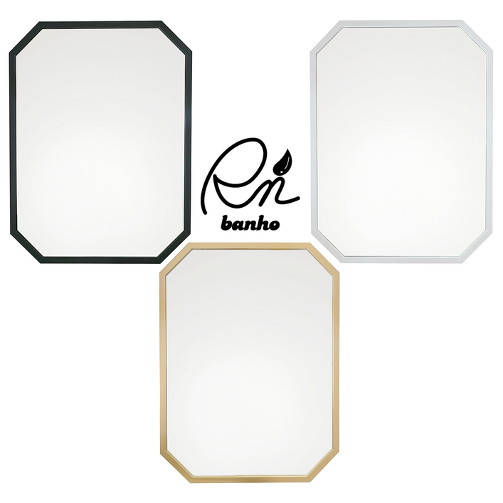 욕실거울 직팔각형거울 트랙 욕실경 거실 화장실 인테리어거울 직팔각, No.1 블랙