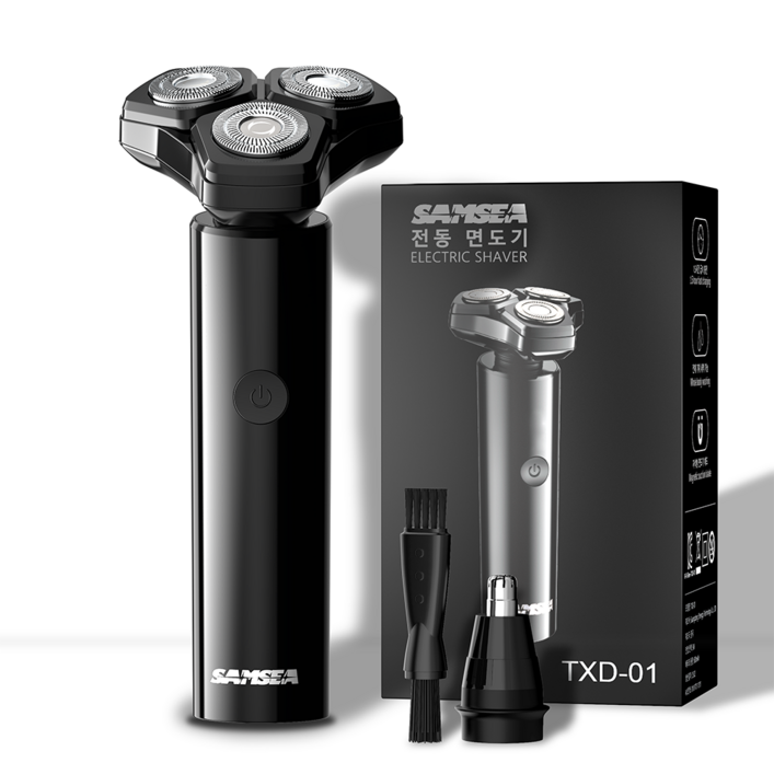 SAMSEA 360도 전기면도기, IPX7 완벽방수 전동면도기,휴대용 2in1 면도기, 블랙 SAMSEA 360도 전기면도기, IPX7 완벽방수 전동면도기,휴대용 2in1 면도기, 블랙