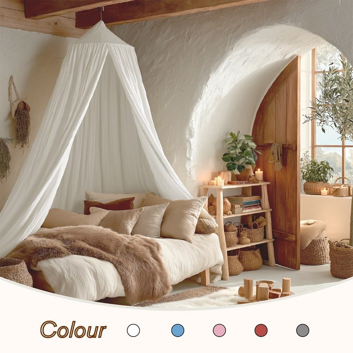 원 토새 공주침대 공전 캐노피 아기방 인테리어캐노피 침대캐노피, 화이트