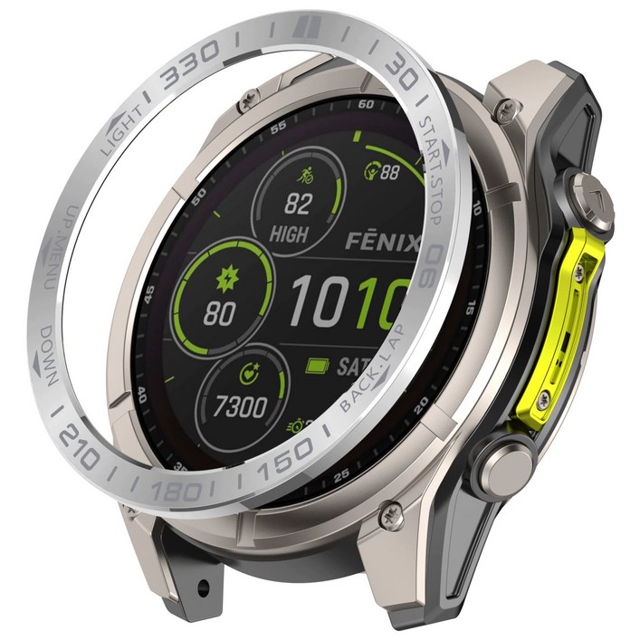 가민 피닉스8 액정 베젤 케이스 보호 스틸 커버 링 메탈, Garmin Fenix8 47MM 호환, B. 실버 레이싱 베젤