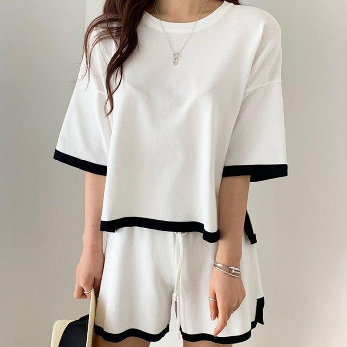 모니카제이 여름한정 니트배색 셋업