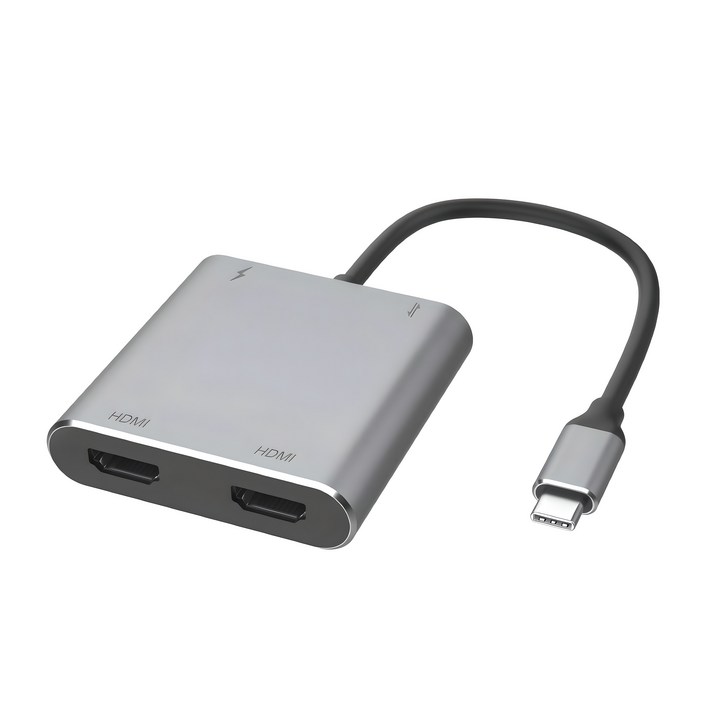 뉴비아 4in1 듀얼 Type C HDMI 멀티 USB 허브 분배기 그레이, 1개, SDCH2200