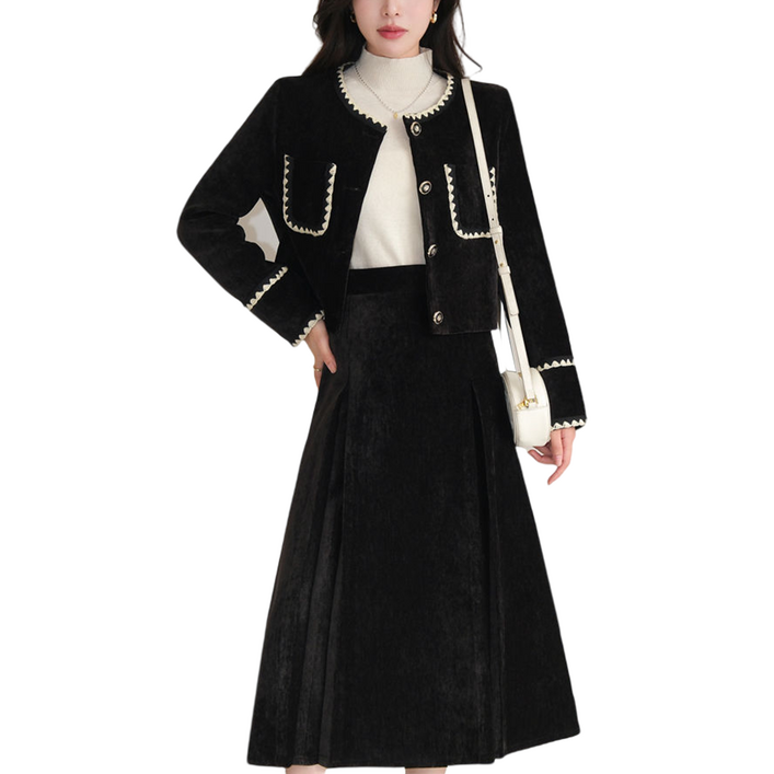 셀럽당 세트스커트 겨울투피스 여춘추숏탑롱스커트M2762