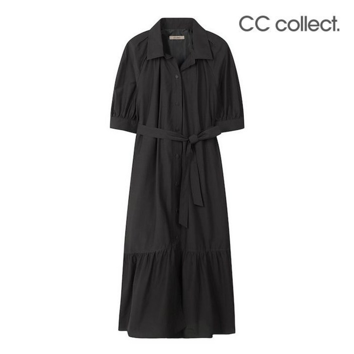 [백화점 정품] CC콜렉트 원피스 퍼프 슬리브 벨티드 DG_E242MSE133