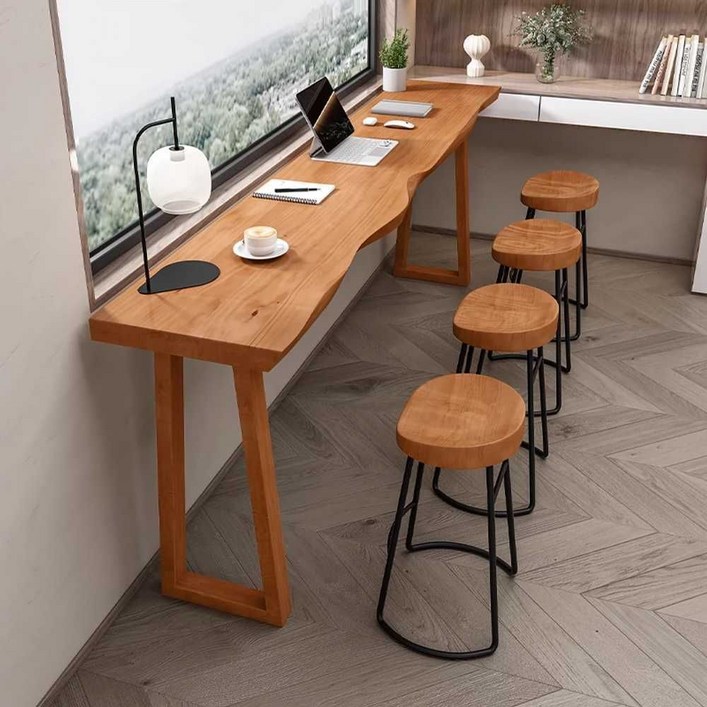 원목 긴 책상 서재 좁은 긴테이블 창가 테이블 탁자 벽 카페