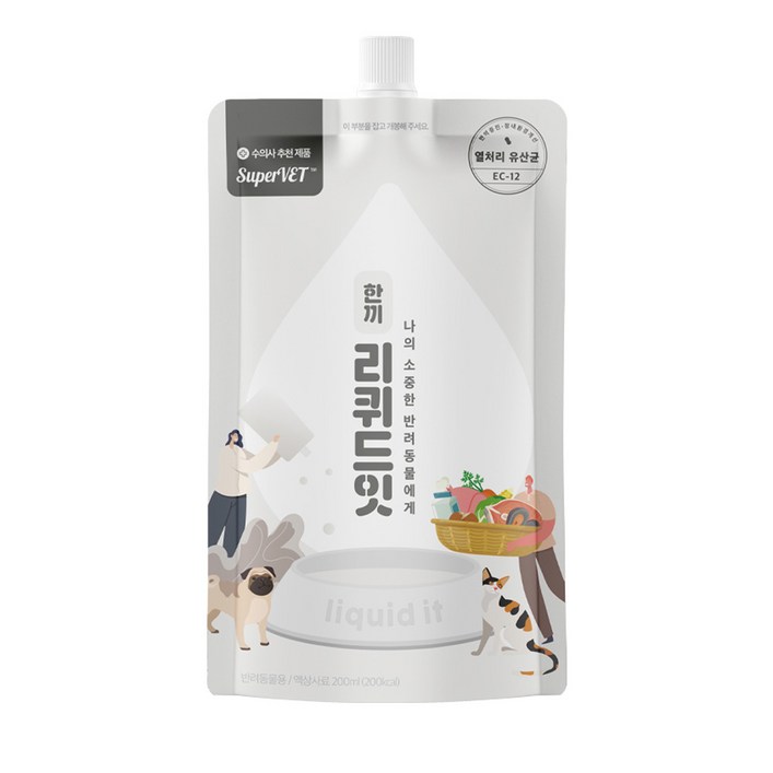 노령견 시니어 강아지 고양이 습식사료 액상사료 슈퍼벳 리퀴드잇 1박스, 5개, 200g, 곡물
