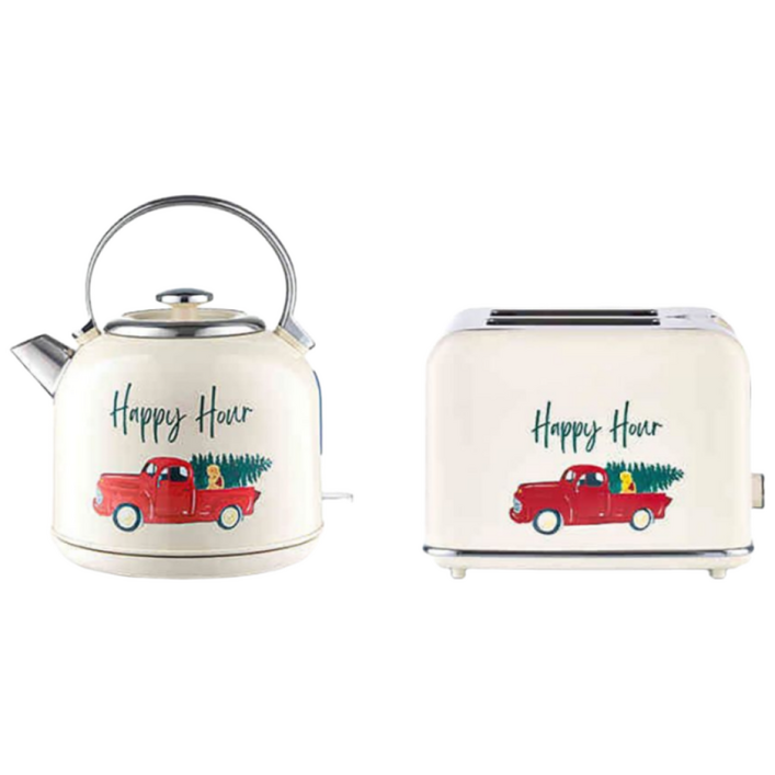 NOBILION 강성적인 아메리칸 레트로 전기포트 토스터기 세트 304 스테인레스 빈티지 무선 주전자 집들이 선물, 주전자토스터
