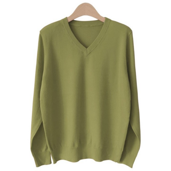 KNIT44 여성용 기본 브이넥 부드러운 비스코스 이지브이니트