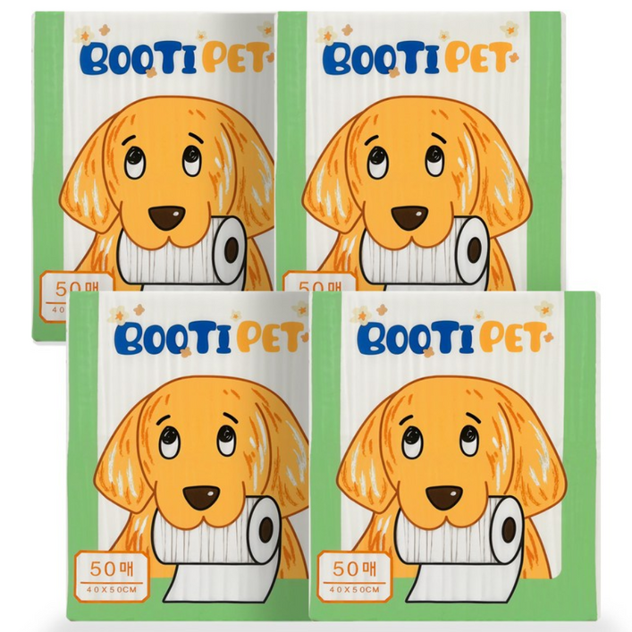 부티펫 강아지 배변패드 소형 35g,꽃무늬 프리미엄 두꺼운패드 200매,SAP 4g, 4개, 50개입