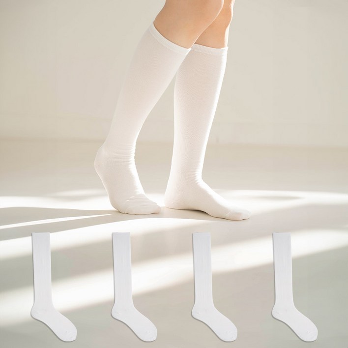 삭스팩토리 여성용 따뜻한 기모 니삭스 양말 4족 세트