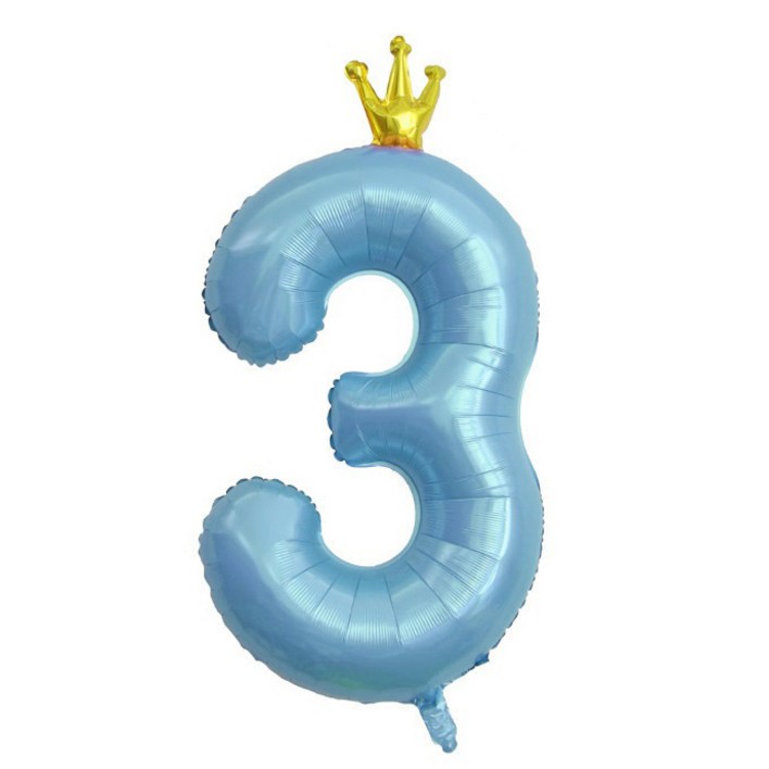 이자벨홈 생일파티 왕관 숫자 풍선 3 초대형, 블루, 1개 돌풍선