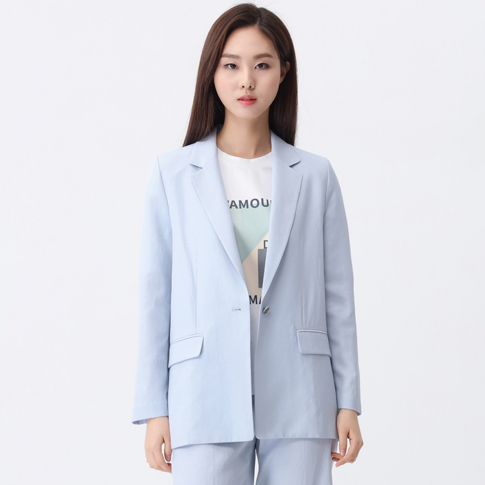 마인드브릿지 여성용 통기성 린넨 혼방 오버핏 싱글 셋업 재킷 MUJK3201