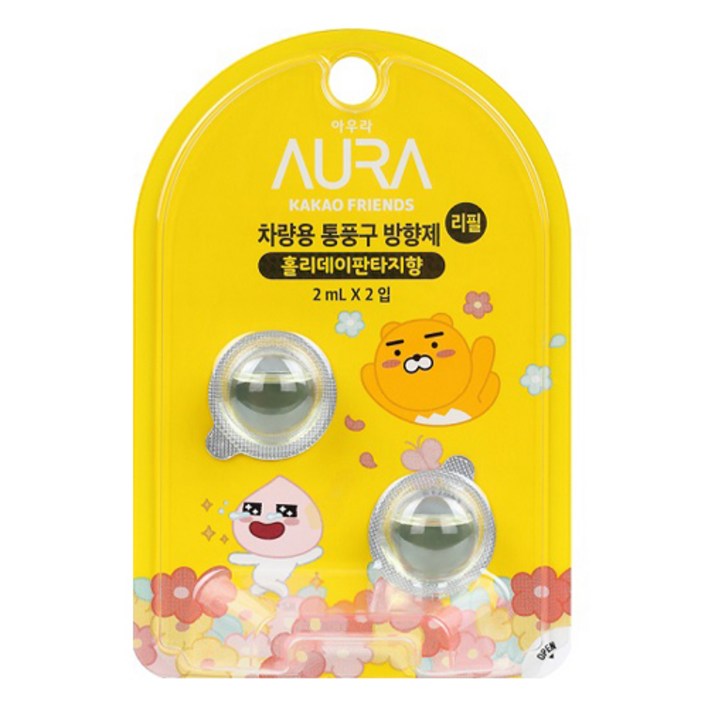 아우라 카카오프렌즈 차량용 통풍구 방향제 리필 2ml x 2p