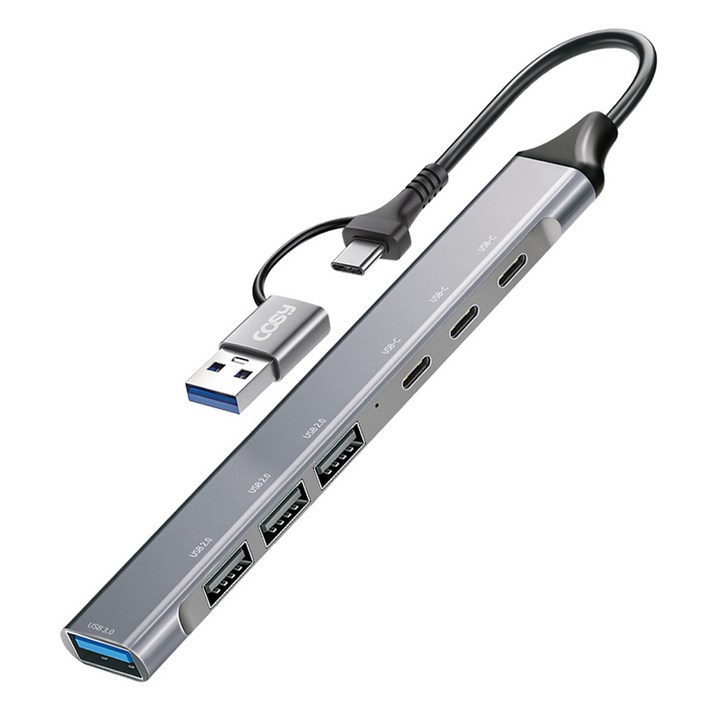 코시 듀얼 커넥터 USB 3.0 슬림 메탈 멀티허브 7포트 C타입 / A타입