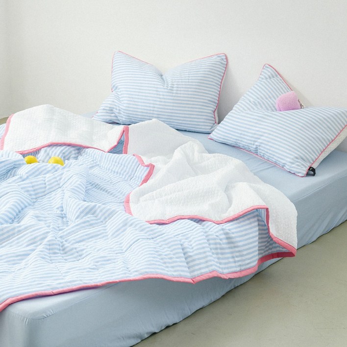 믹스앤매치 어라운드 스트라이프 순면 서커 이불패드세트