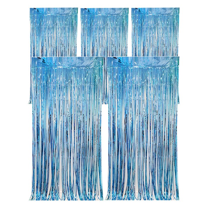 코히모 파티 장식 커튼 5W0328, 5개, 라이트블루