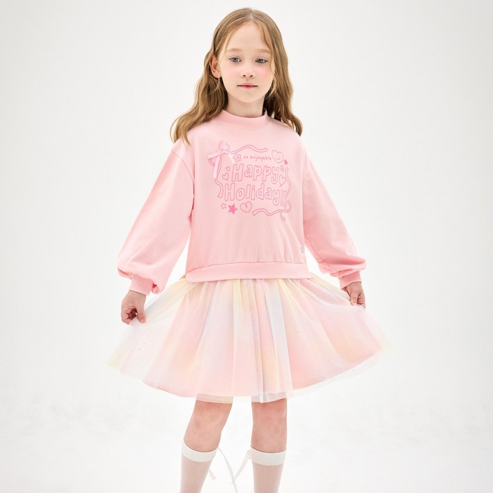 젤리스푼 여아용 트윙클 오로라 샤 맨투맨 원피스