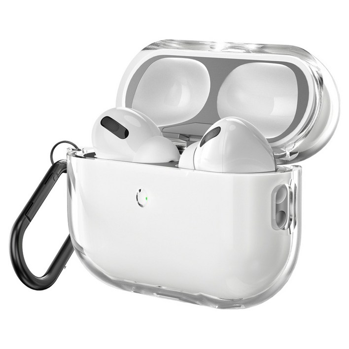 신지모루 변색방지 에어팟 프로 3세대 TPU 투명 케이스  철가루 방지 스티커  카라비너 세트