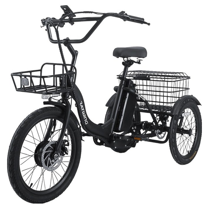레이윙 삼성셀 배터리 캐리 이지 삼륜 전기자전거 25Ah 고객직접설치, 팬텀 블랙, 스틸