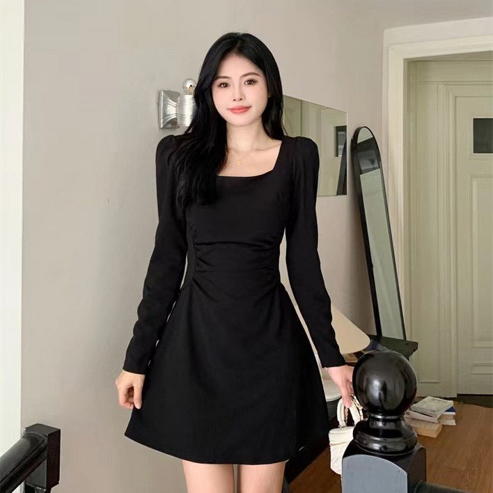 피어니스트 라인 슬리밍 A라인 미니원피스