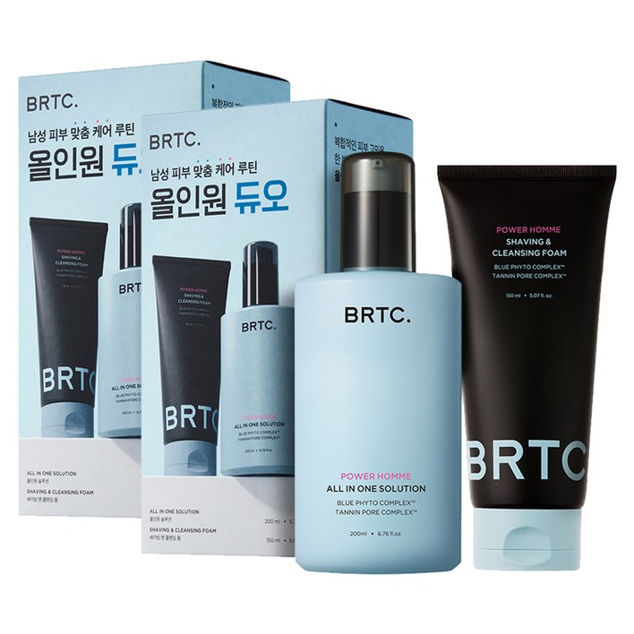 비알티씨 파워 옴므 듀오 올인원 200ml  클렌징 폼 150ml 세트, 350ml, 2개