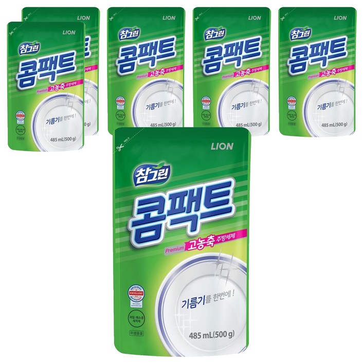 참그린 콤팩트 주방세제 리필형, 500g, 6개