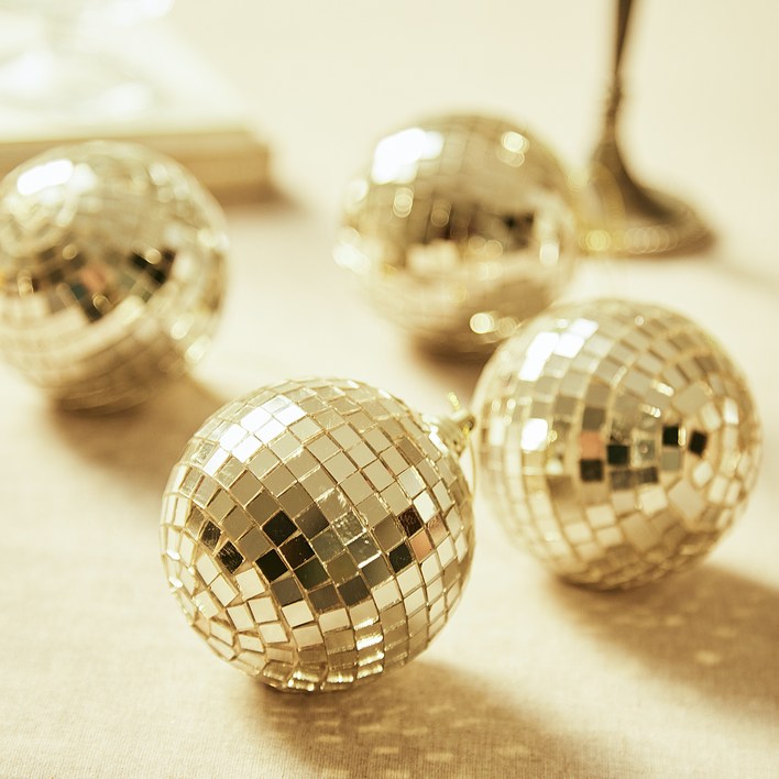 크리스마스 오너먼트 미러 볼 장식 4p  종이박스 세트