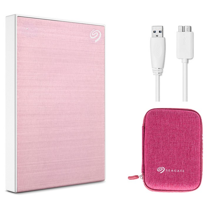 씨게이트 One Touch HDD 외장하드 데이터복구암호화 기능파우치USB케이블, 2TB, 로즈골드