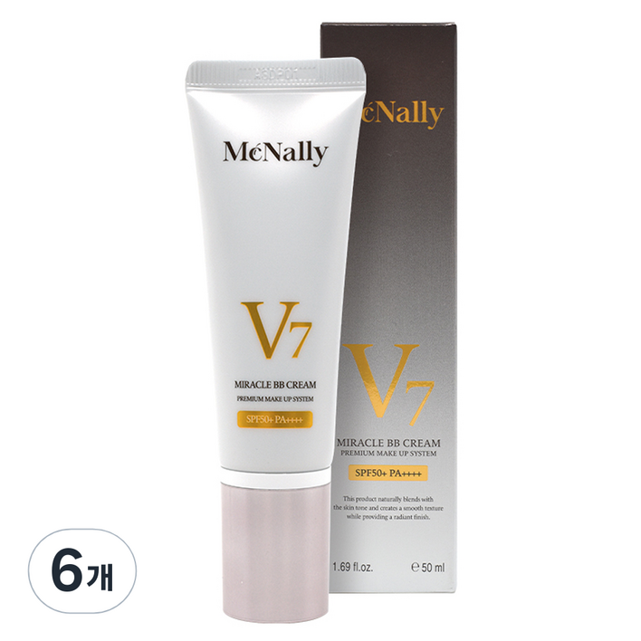 맥넬리 V7 미라클 비비 크림 SPF50+ PA++++, 혼합색상, 50ml, 6개