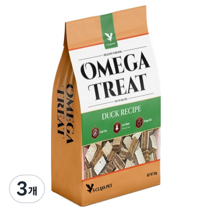 에스클래스펫 강아지 오메가트릿, 340g, 3개, 오리