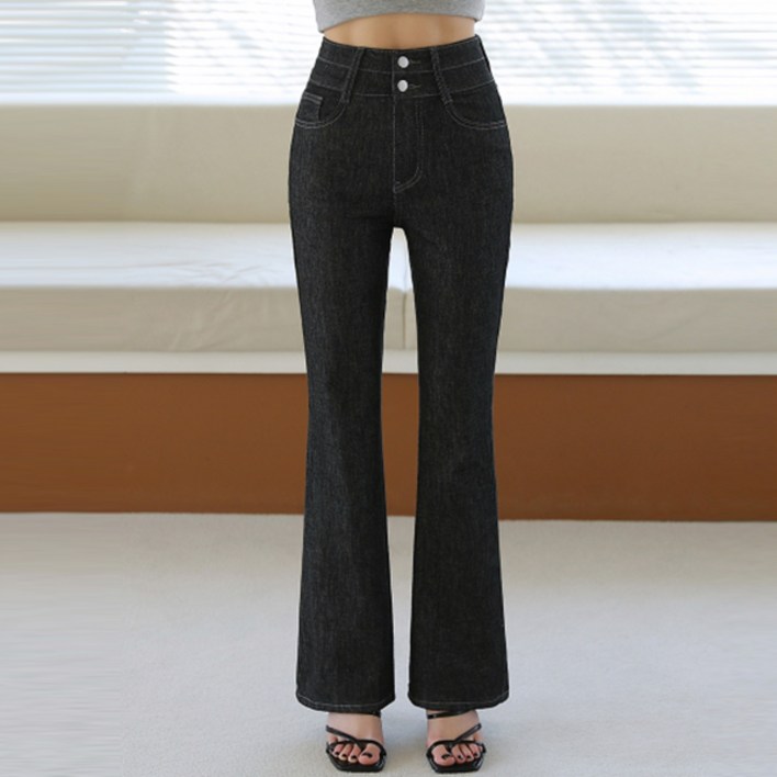 시크폭스 여성용 논페이드 골반필러패드 생지 부츠컷 데님팬츠