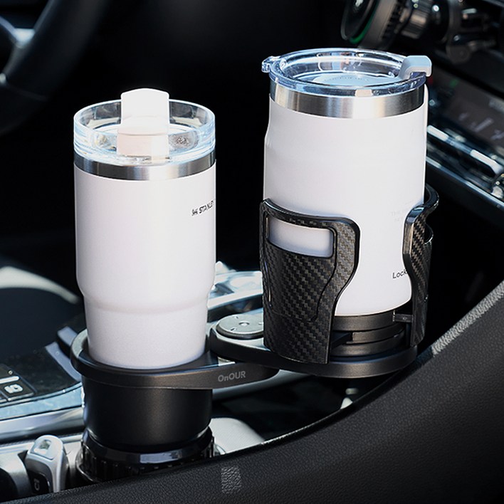 온아워 2in1 차량용 컵홀더 사이즈 조절 회전 확장형 텀블러 거치대