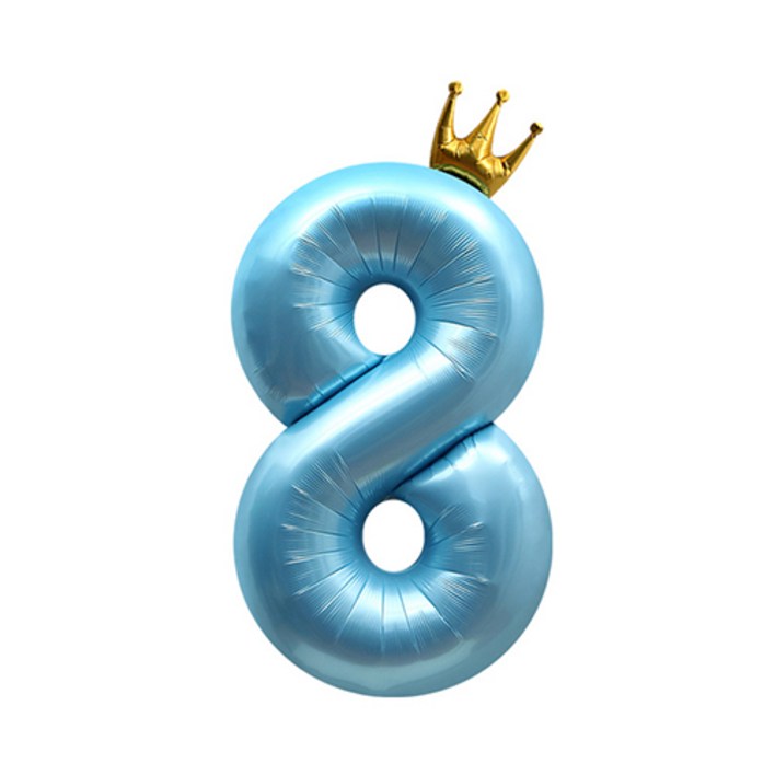 포켓몬풍선 이자벨홈 생일파티 왕관 숫자 풍선 8 초대형, 블루, 1개