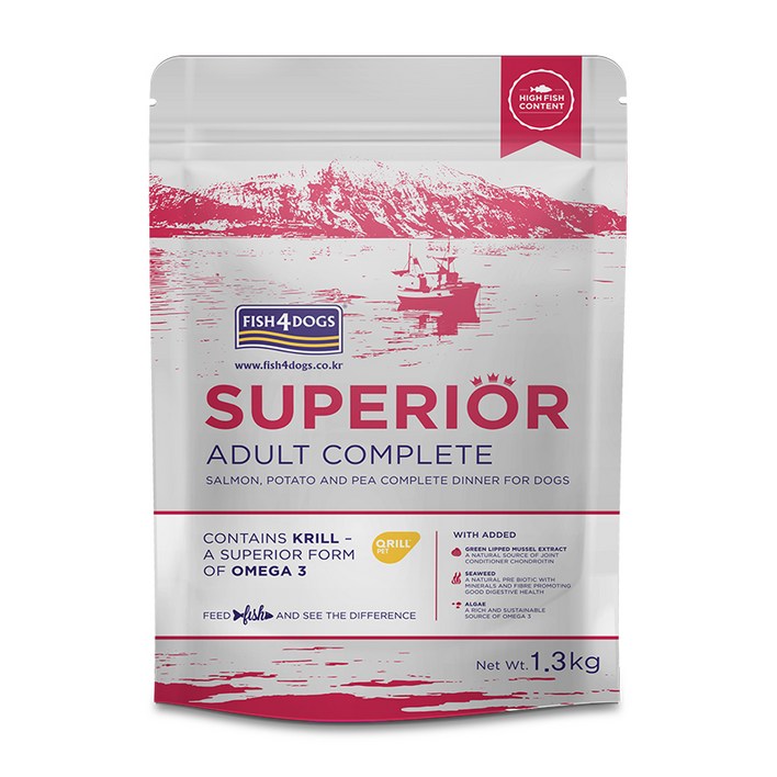 피쉬포독 슈페리어 어덜트 강아지 건식사료, 연어, 1.3kg, 1개